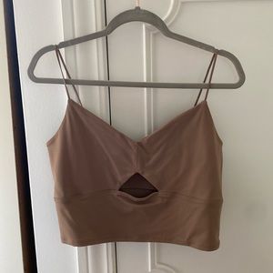 Tan A&F crop top with keyhole